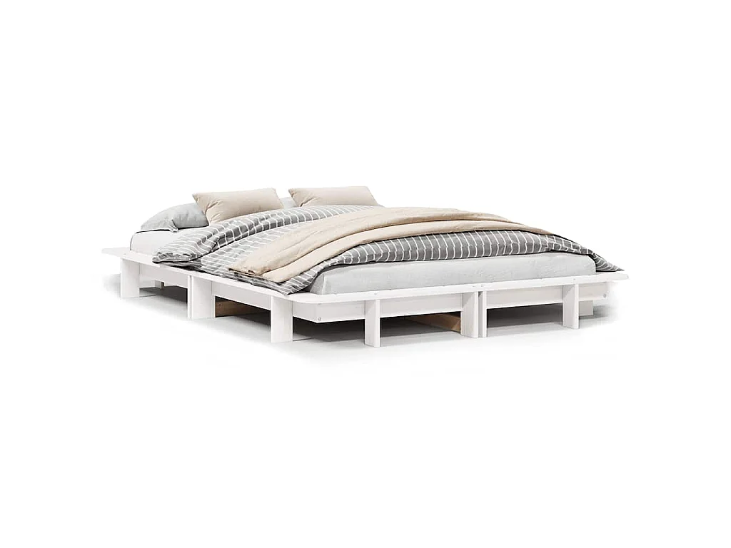 Cadre de lit sans matelas blanc 150x200 cm bois de pin massif