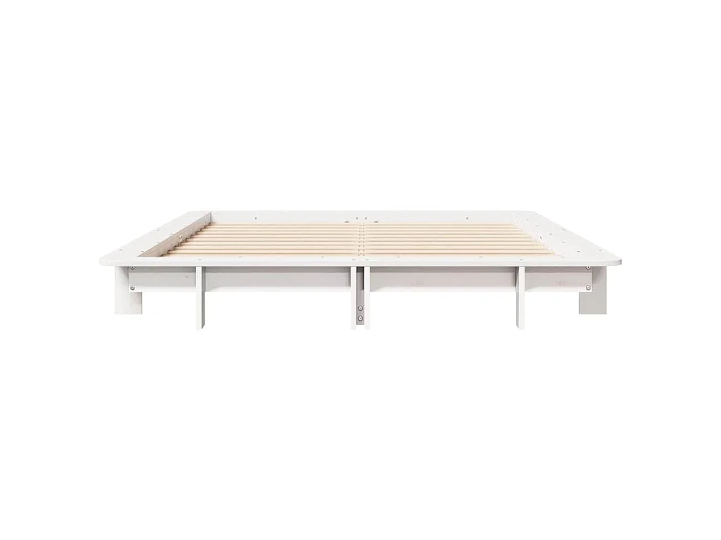 Cadre de lit sans matelas blanc 150x200 cm bois de pin massif