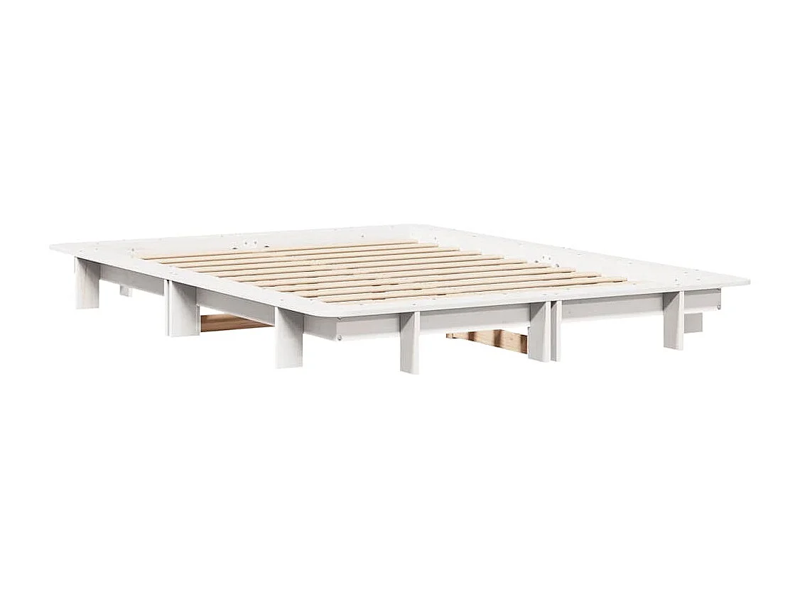 Cadre de lit sans matelas blanc 150x200 cm bois de pin massif