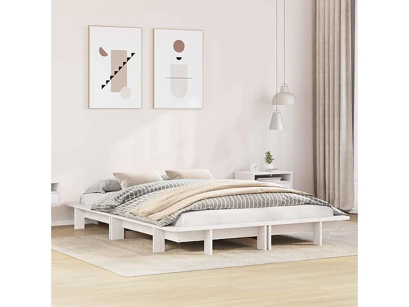 Letto senza Materasso Bianco 150x200 cm Legno Massello di Pino