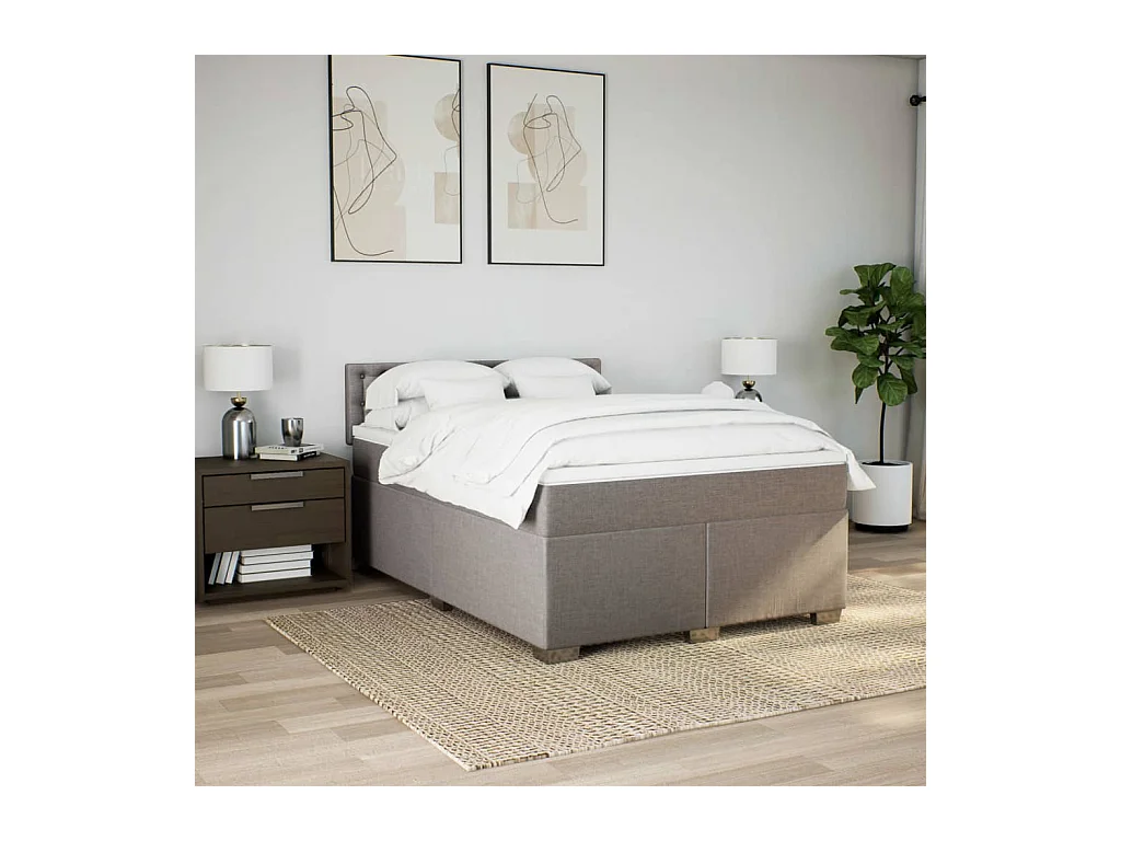 Sommier à lattes de lit avec matelas Taupe 140x190 cm Tissu