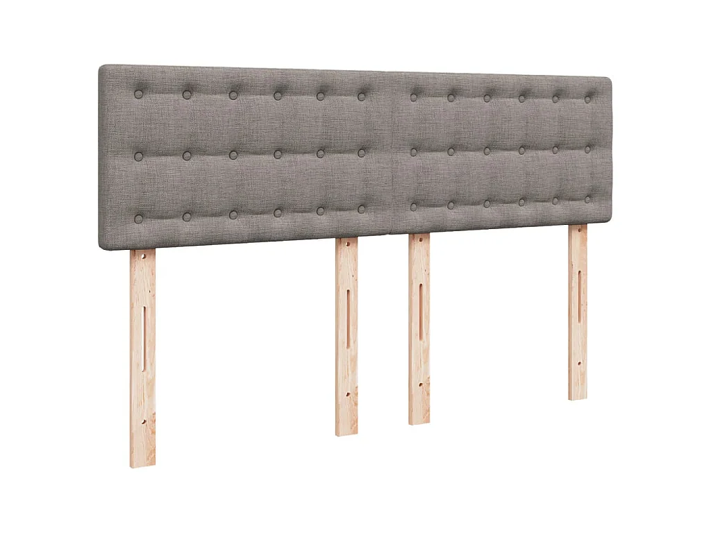 Cama box spring con colchón tela gris taupe 140x190 cm
