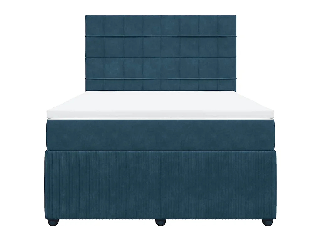 Cama com molas/colchão 160x200 cm veludo azul-escuro
