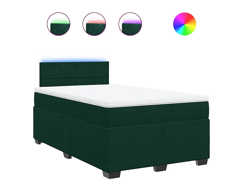 Cama box spring con colchón terciopelo verde oscuro 120x190 cm