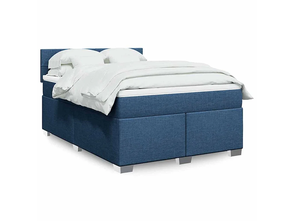 Giroletto a Molle con Materasso Blu 140x190 cm in Tessuto