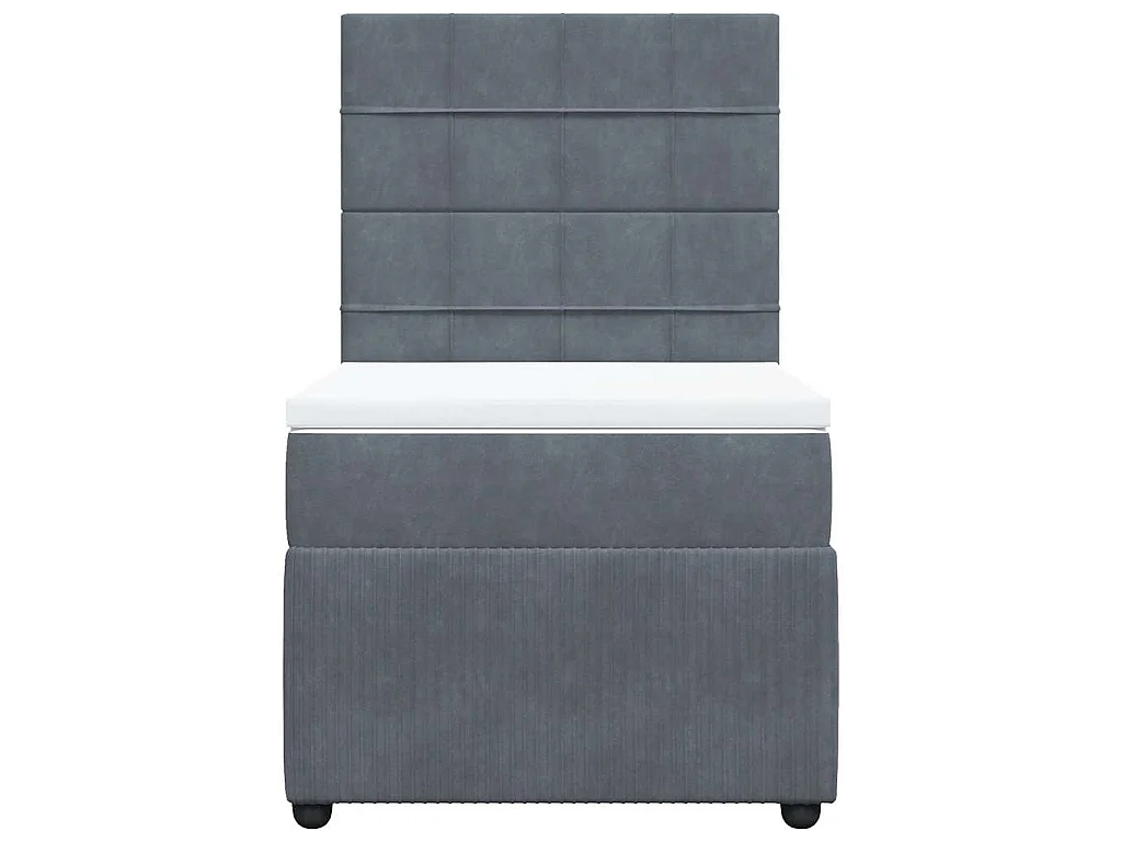 Cama box spring con colchón terciopelo gris oscuro 80x200 cm