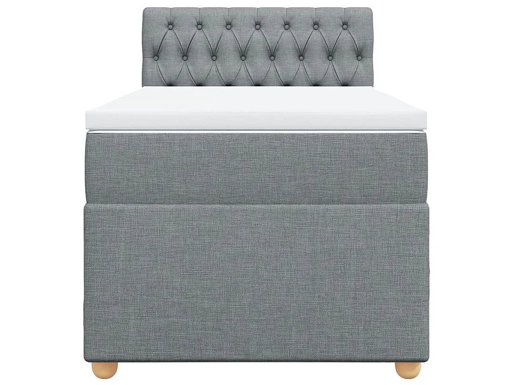 Cama box spring con colchón tela gris claro 90x200 cm