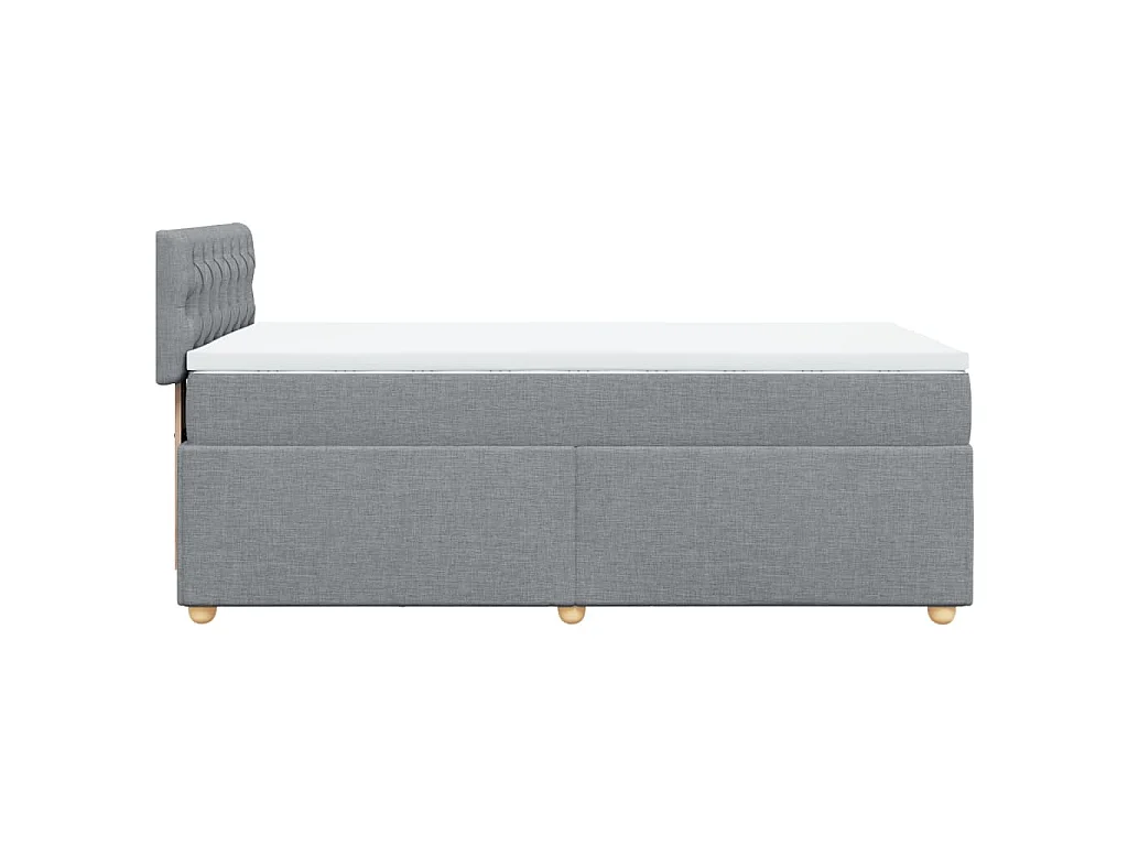 Cama box spring con colchón tela gris claro 90x200 cm