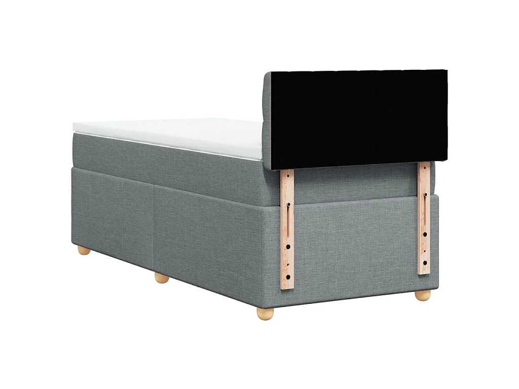 Cama box spring con colchón tela gris claro 90x200 cm