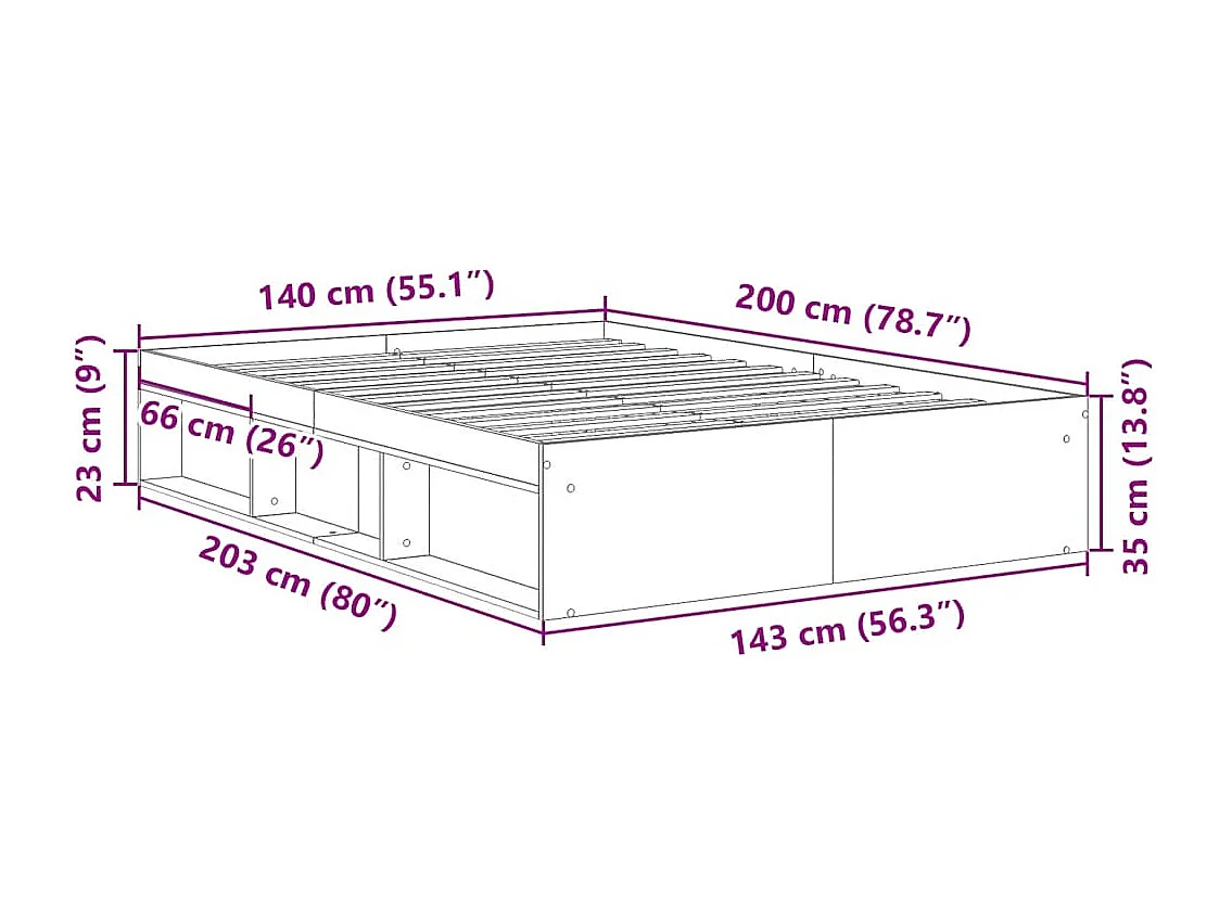 Bettgestell Schwarz 140x200 cm