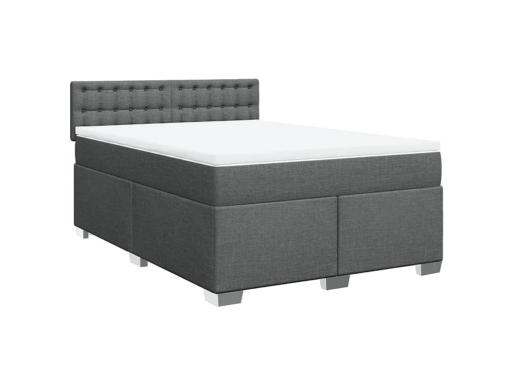 Cama box spring con colchón tela gris oscuro 160x200 cm