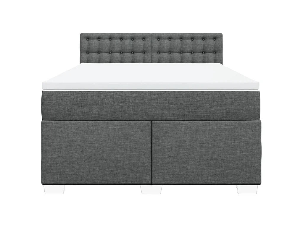 Cama box spring con colchón tela gris oscuro 160x200 cm