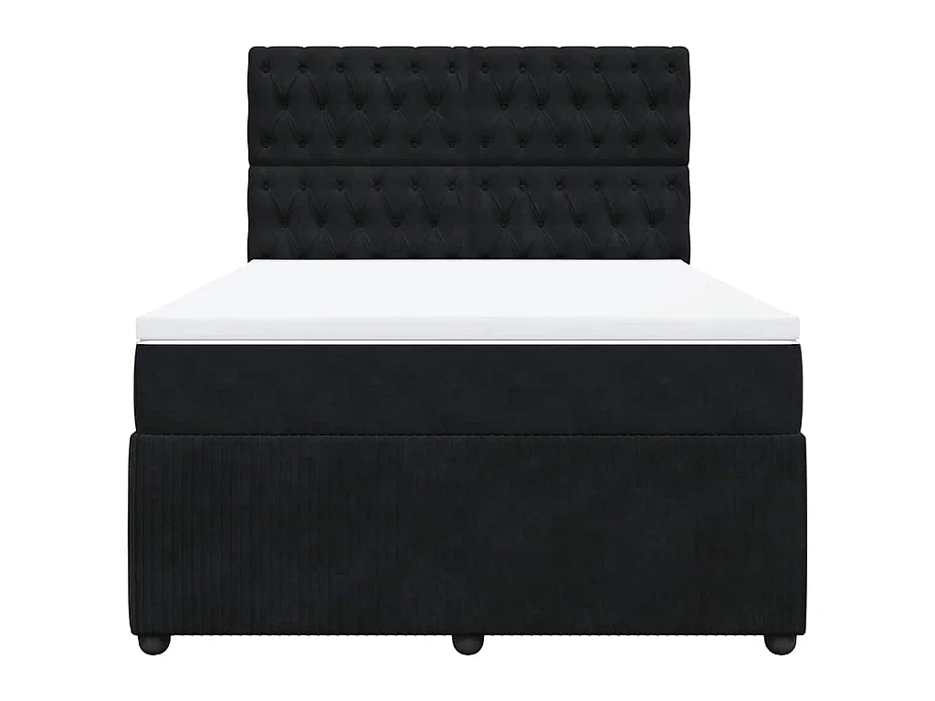 Cama box spring con colchón terciopelo negro 160x200 cm