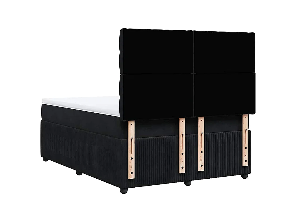 Cama box spring con colchón terciopelo negro 160x200 cm