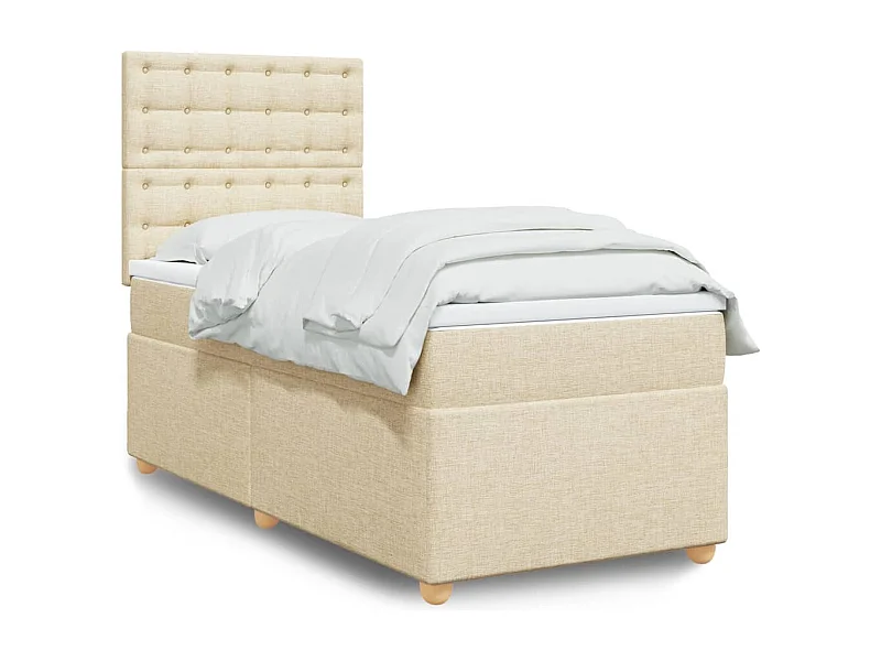 Boxspringbett mit Matratze Creme 80x200 cm Stoff