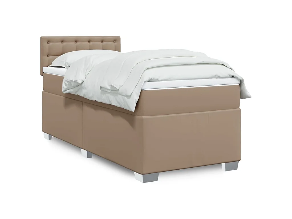 Boxspringbett mit Matratze Cappuccino-Braun 80x200cm Kunstleder