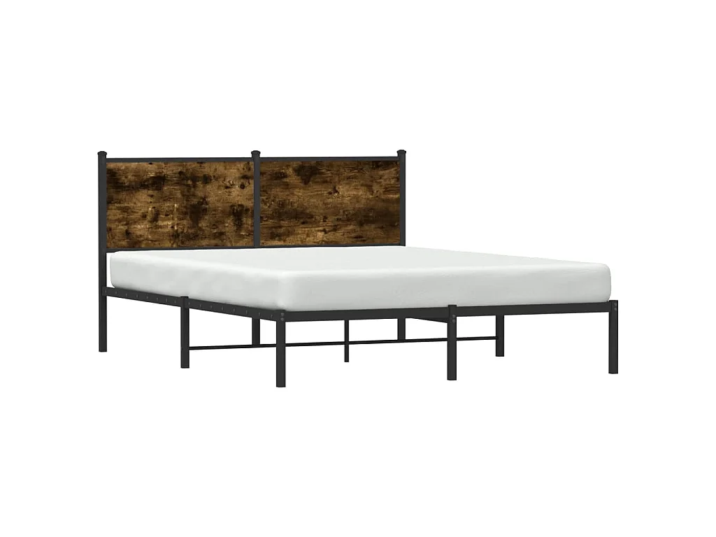 Cadre de lit en métal sans matelas chêne fumé 140x200 cm