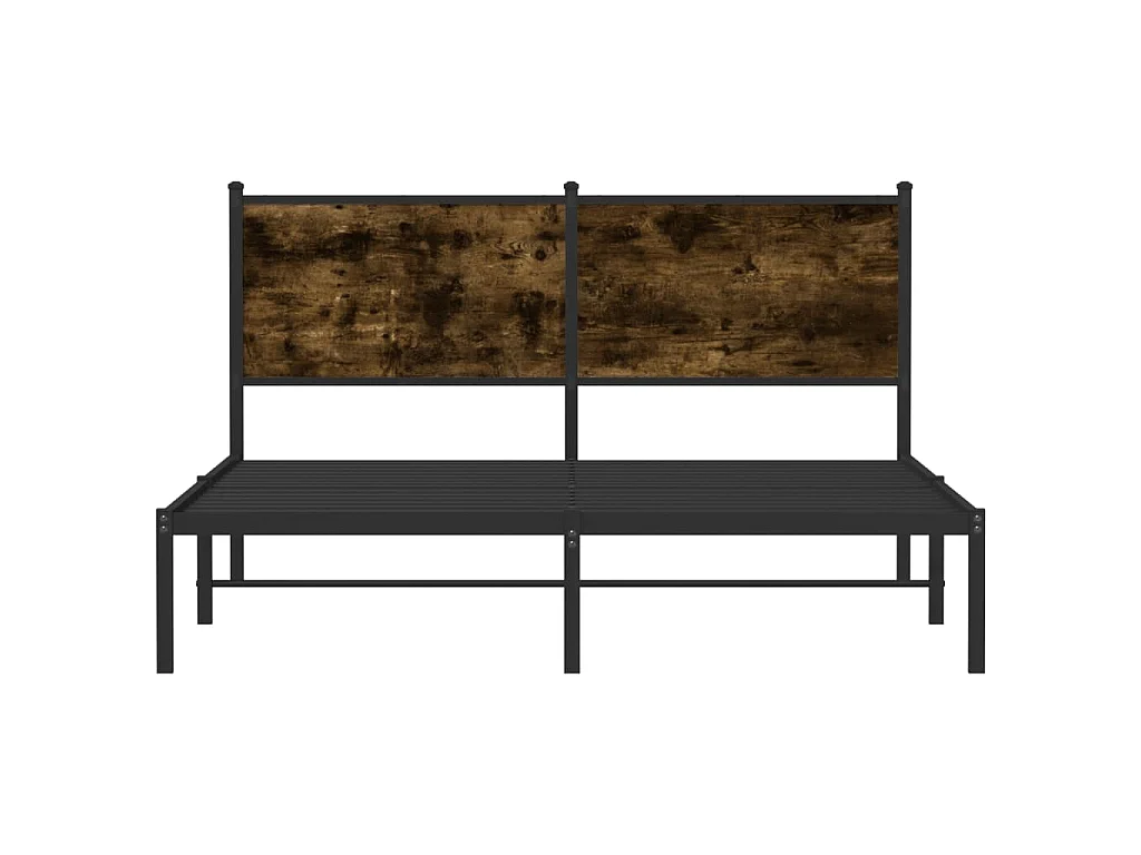 Cadre de lit en métal sans matelas chêne fumé 140x200 cm