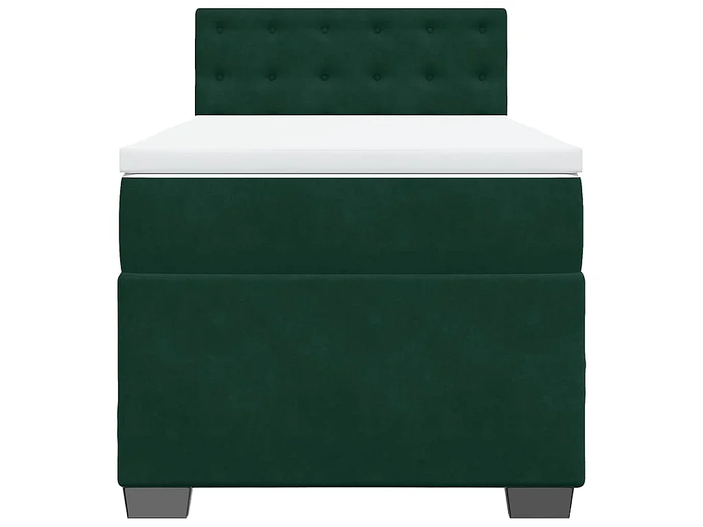Cama box spring con colchón terciopelo verde oscuro 90x190 cm