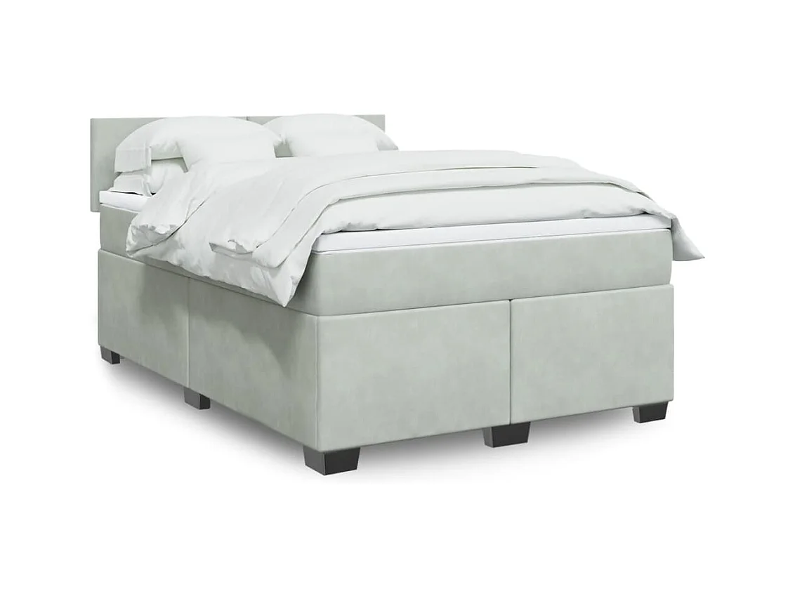 Sommier à lattes de lit et matelas Gris clair 160x200cm Velours