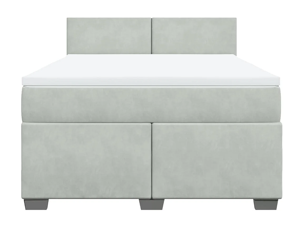 Boxspringbett mit Matratze Hellgrau 160x200 cm Samt