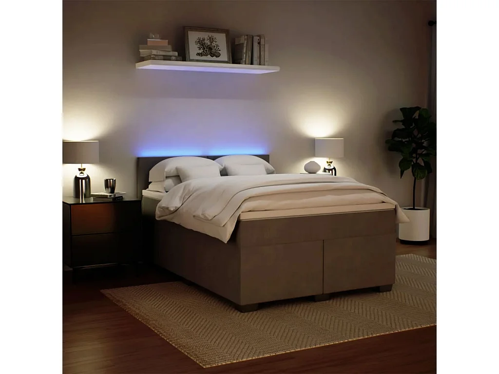 Cama box spring con colchón terciopelo gris claro 160x200 cm