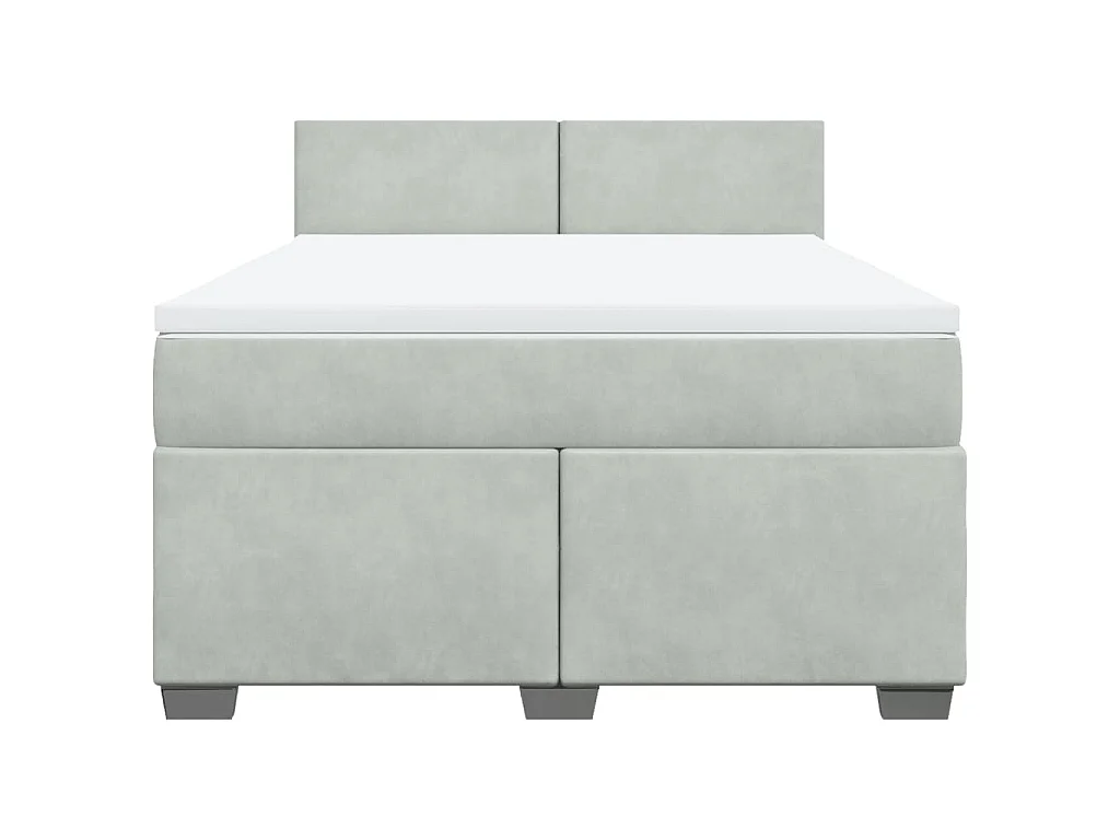 Cama box spring con colchón terciopelo gris claro 160x200 cm