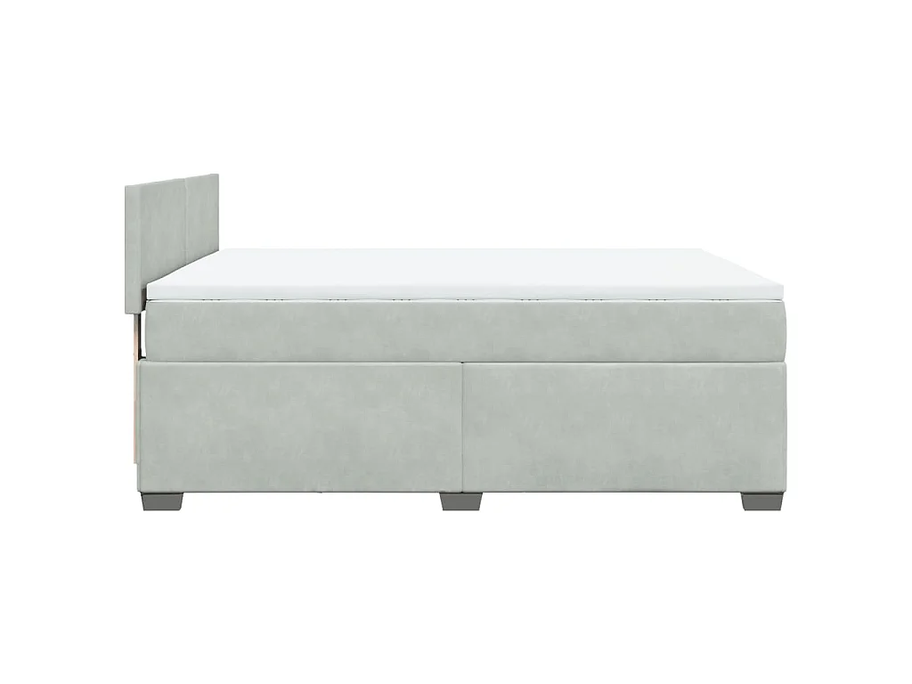 Cama box spring con colchón terciopelo gris claro 160x200 cm