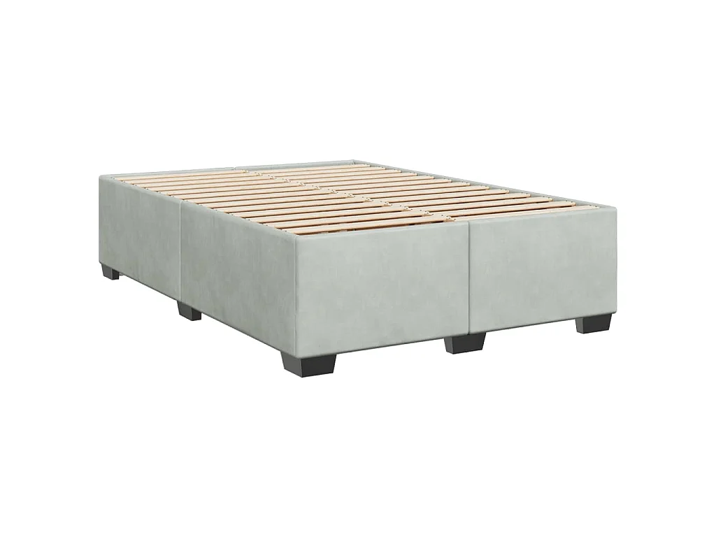 Cama box spring con colchón terciopelo gris claro 160x200 cm