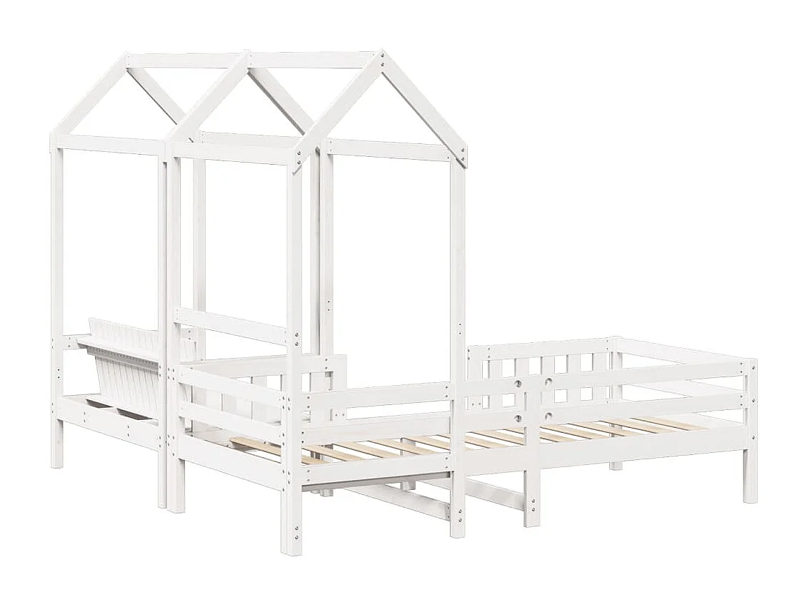 Ensemble de lit et de banc avec toit sans matelas 90x190 cm