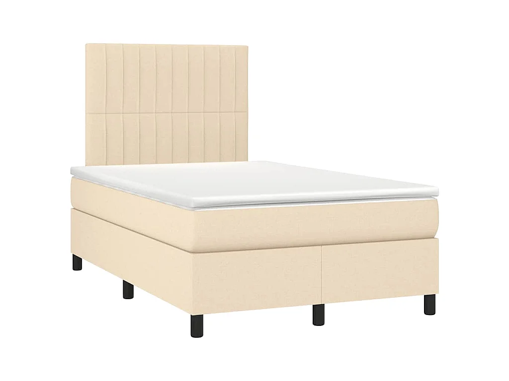 Sommier à lattes de lit matelas et LED crème 120x190 cm tissu