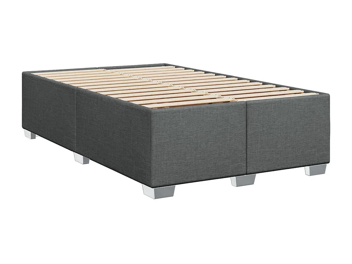 Cama box spring con colchón tela gris oscuro 120x190 cm