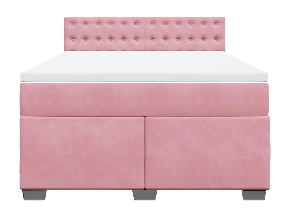 Boxspring met matras fluweel roze 140x190 cm