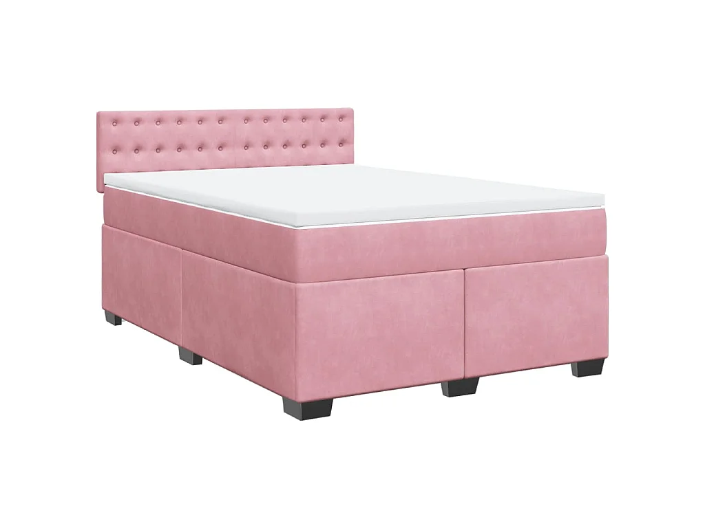 Boxspring met matras fluweel roze 140x190 cm