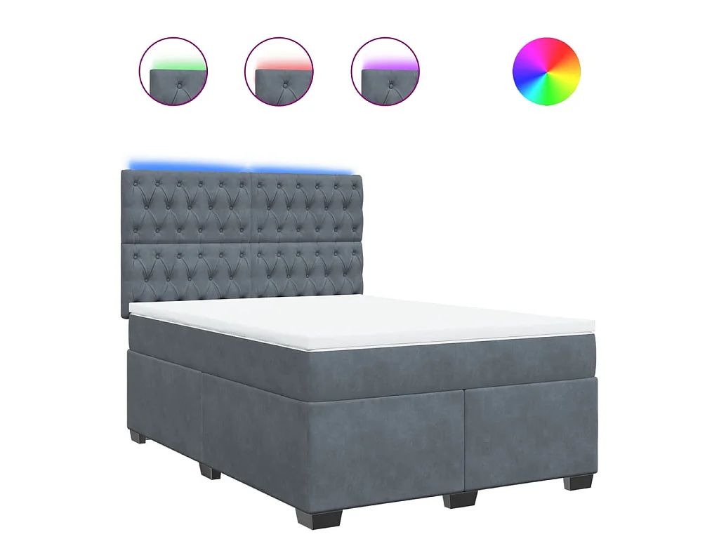 Boxspringbett mit Matratze Dunkelgrau 140x190 cm Samt