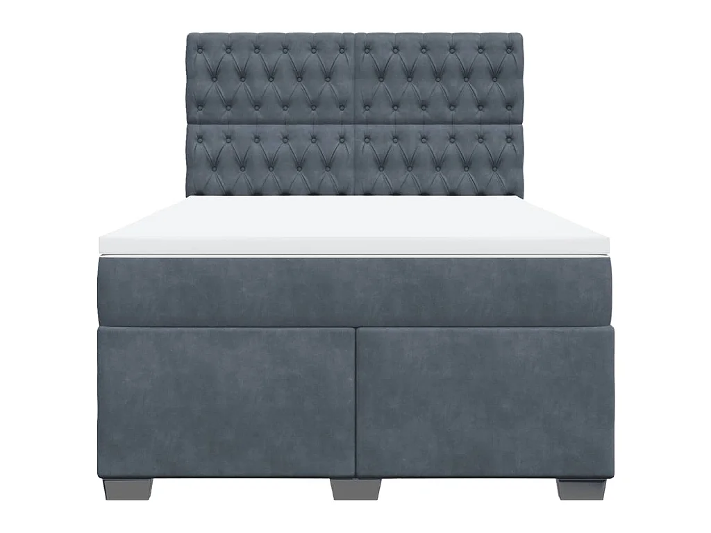 Boxspringbett mit Matratze Dunkelgrau 140x190 cm Samt
