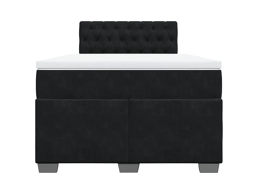 Cama box spring con colchón terciopelo negro 120x190 cm