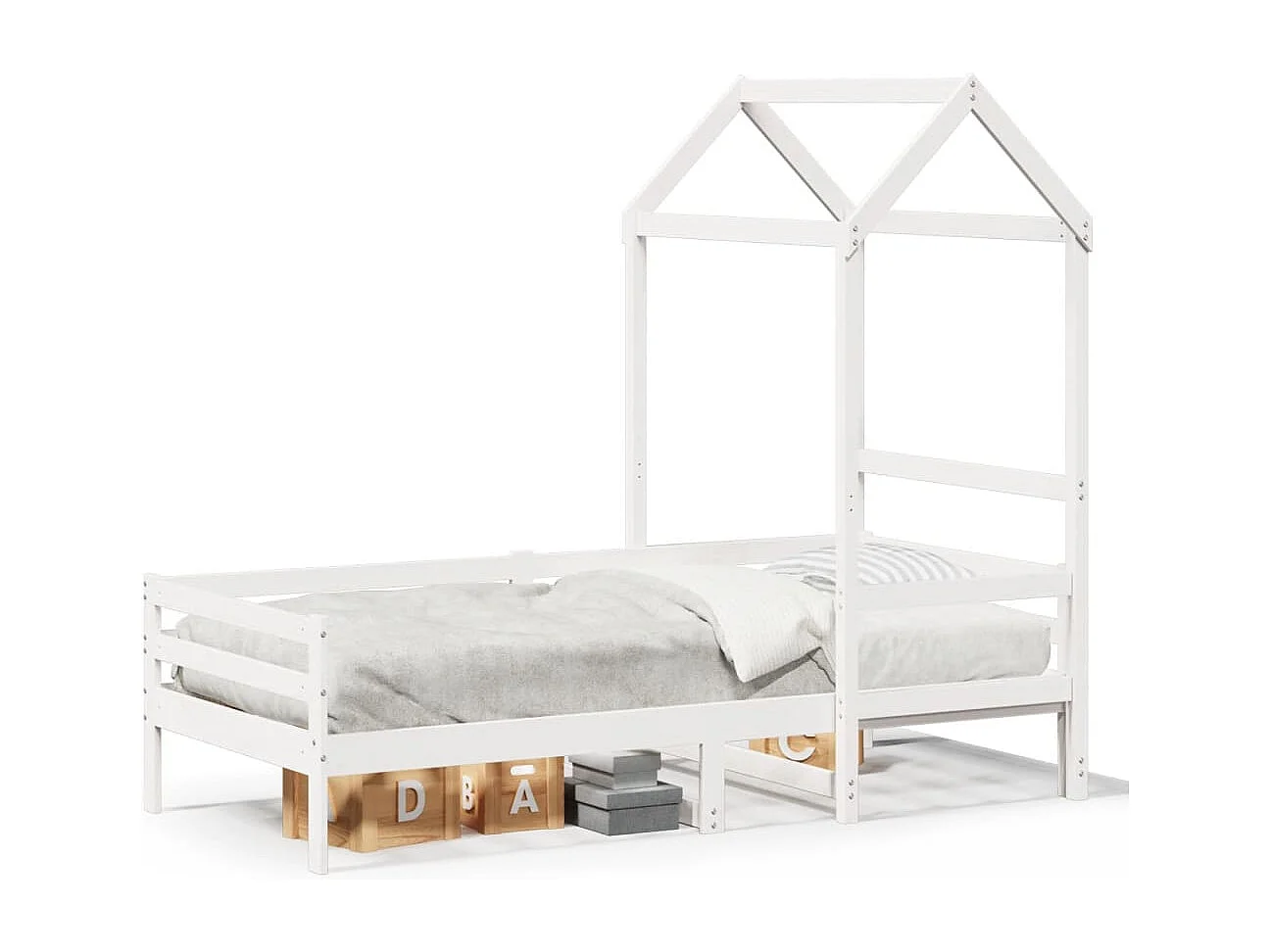 Lit de jour avec toit sans matelas blanc 90x200 cm bois massif