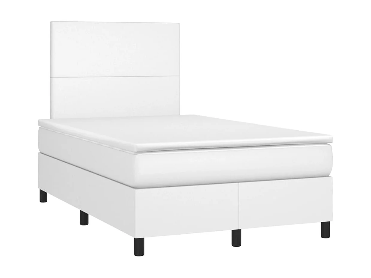 Sommier à lattes de lit avec matelas blanc 120x190cm similicuir