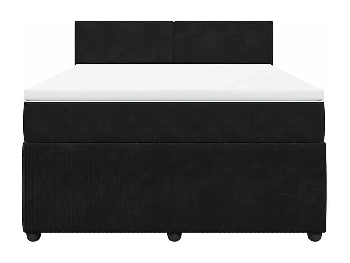 Giroletto a Molle con Materasso Nero 160x200 cm in Velluto