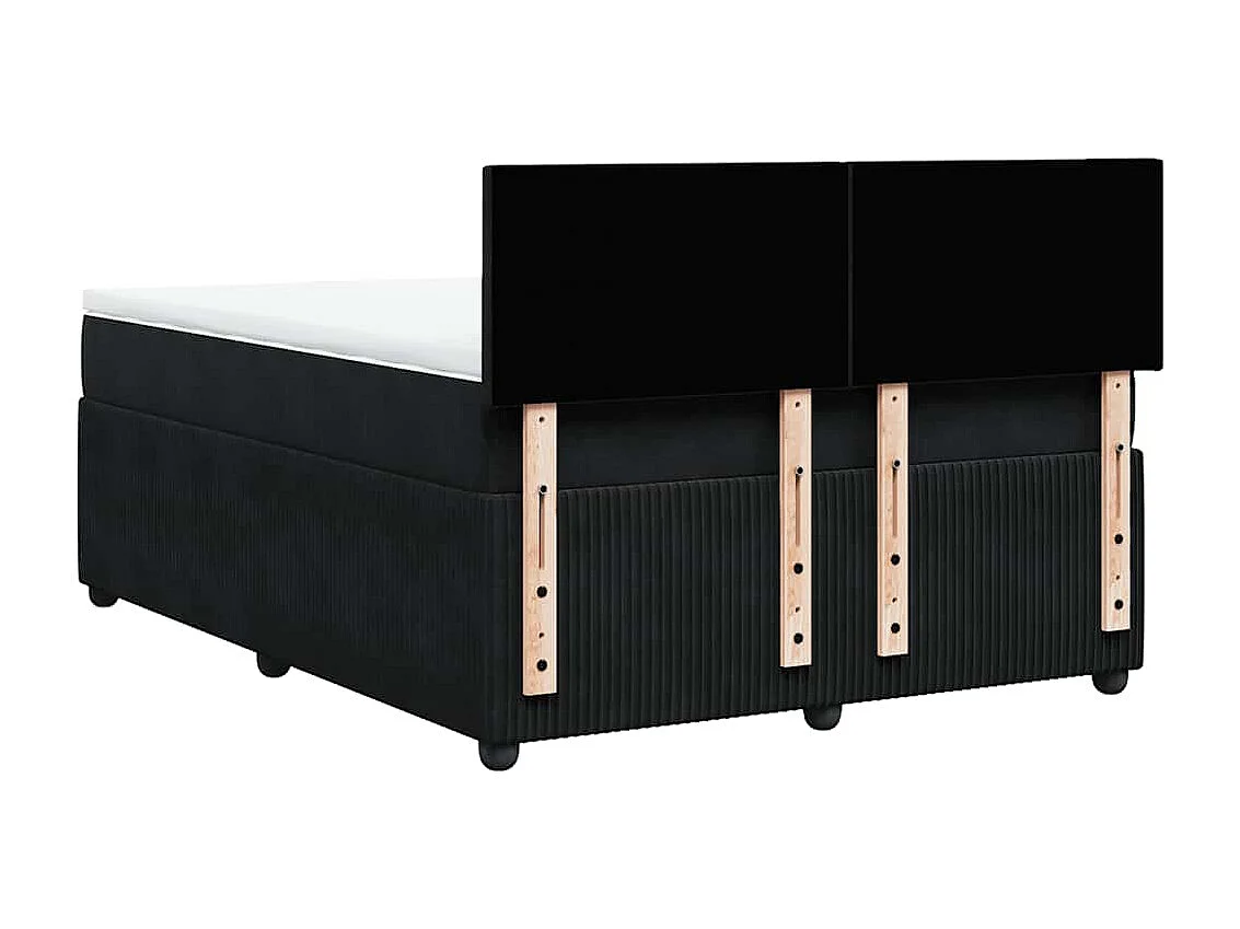 Giroletto a Molle con Materasso Nero 160x200 cm in Velluto