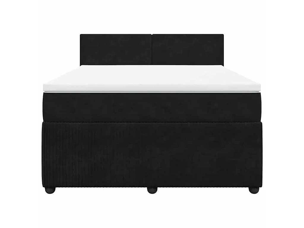 Giroletto a Molle con Materasso Nero 160x200 cm in Velluto