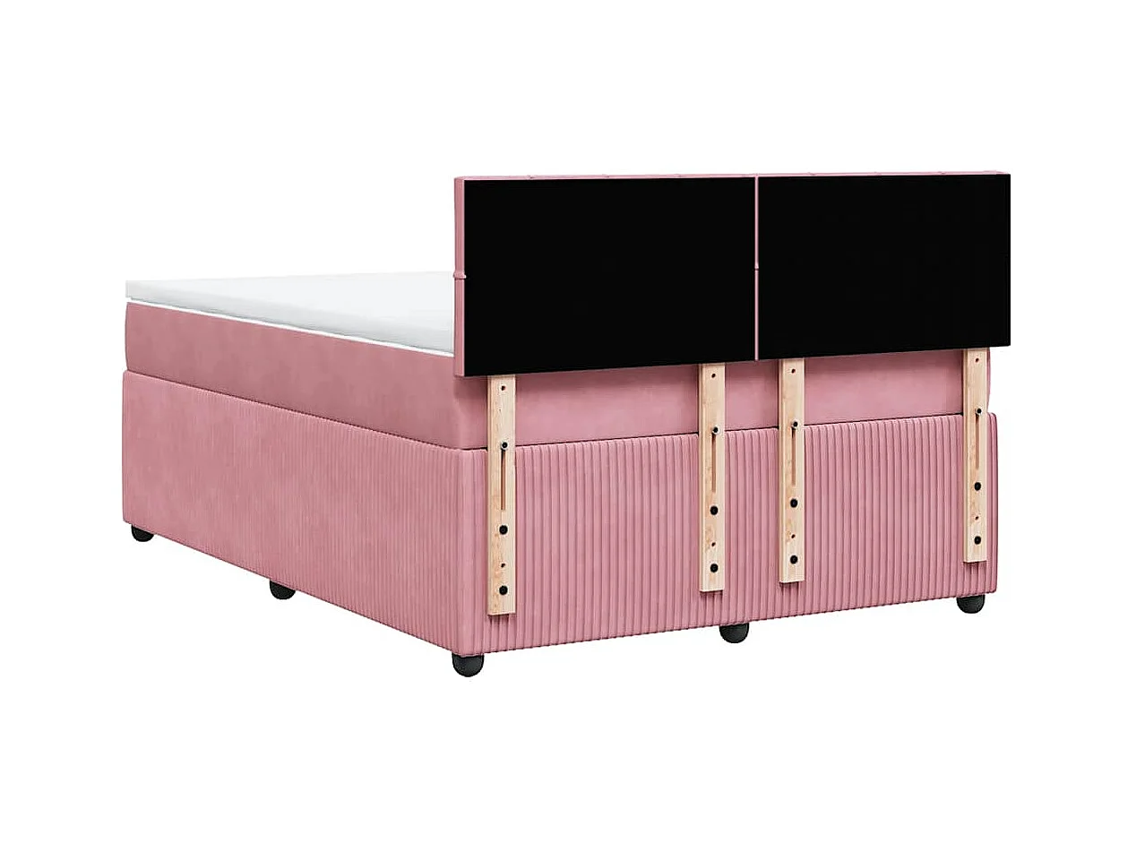 Giroletto a Molle con Materasso Rosa 160x200 cm in Velluto