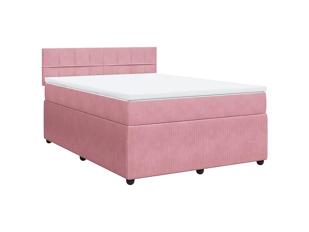 Boxspring met matras fluweel roze 160x200 cm