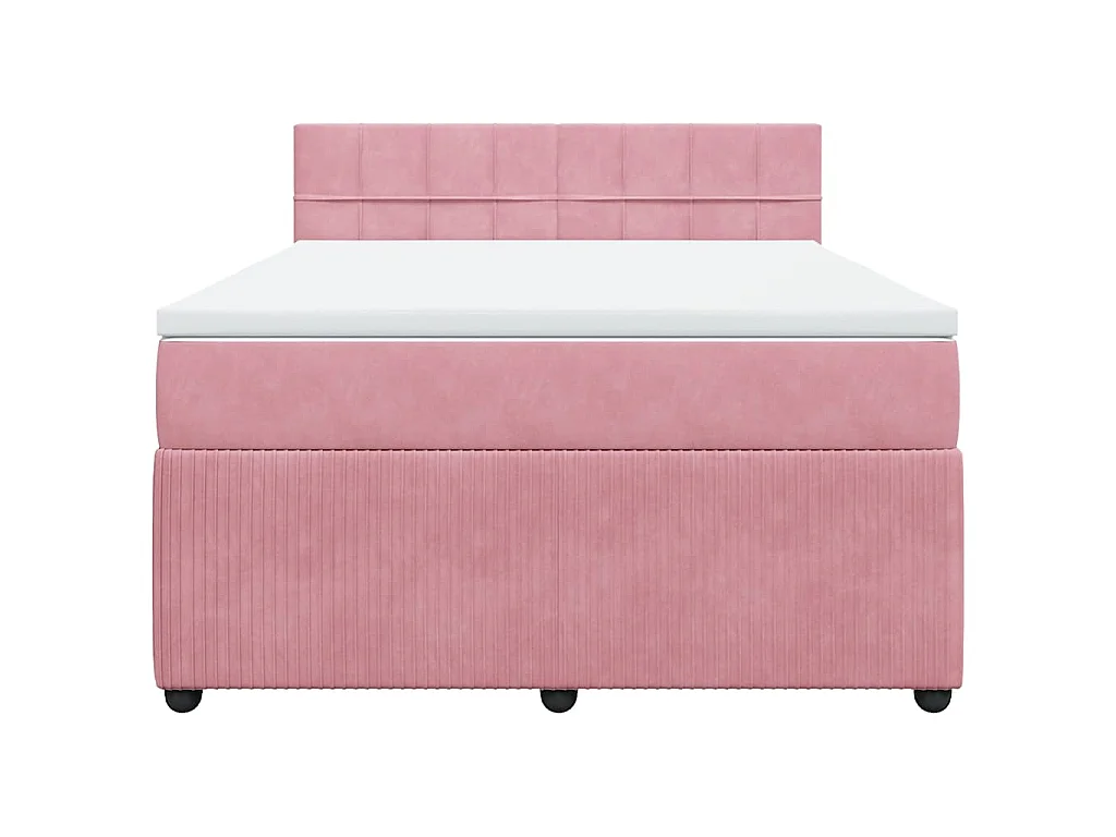 Boxspring met matras fluweel roze 160x200 cm