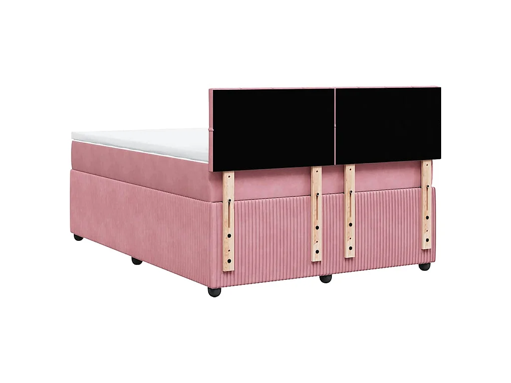 Boxspring met matras fluweel roze 160x200 cm