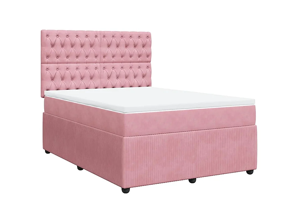 Boxspringbett mit Matratze Rosa 160x200 cm Samt