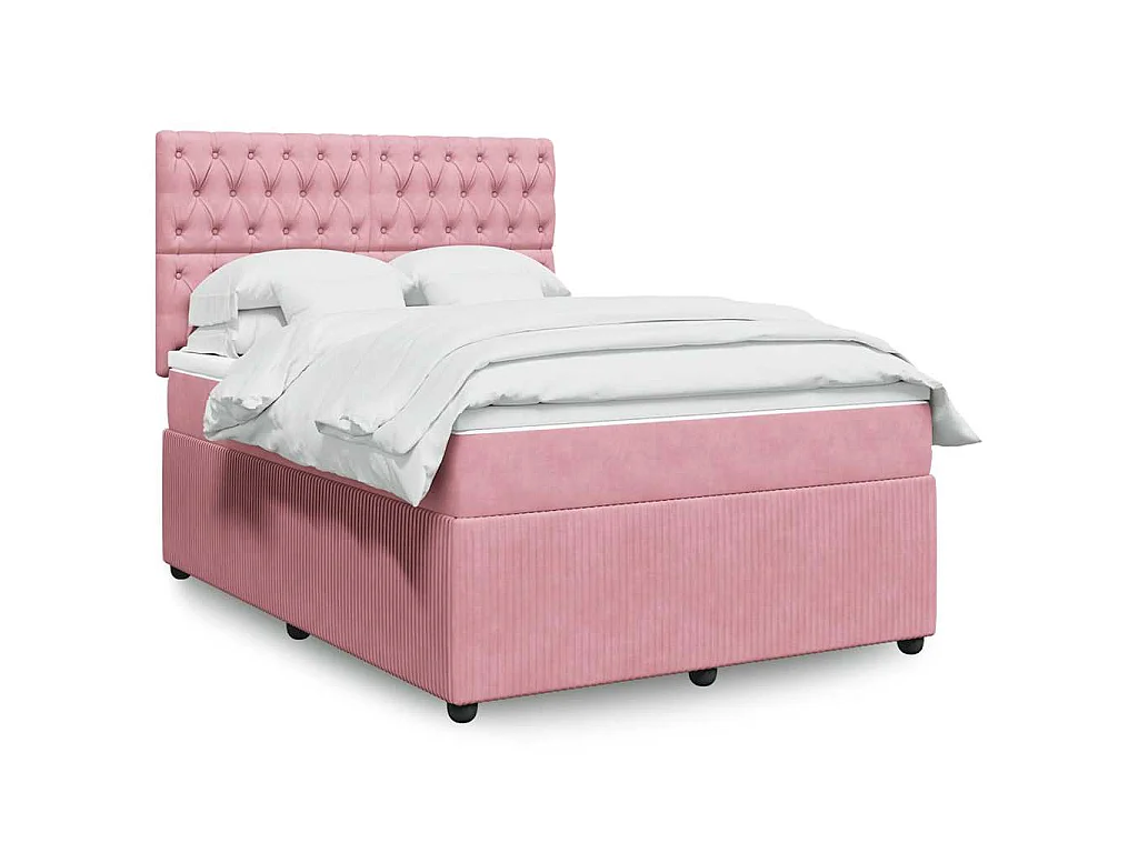Boxspringbett mit Matratze Rosa 160x200 cm Samt