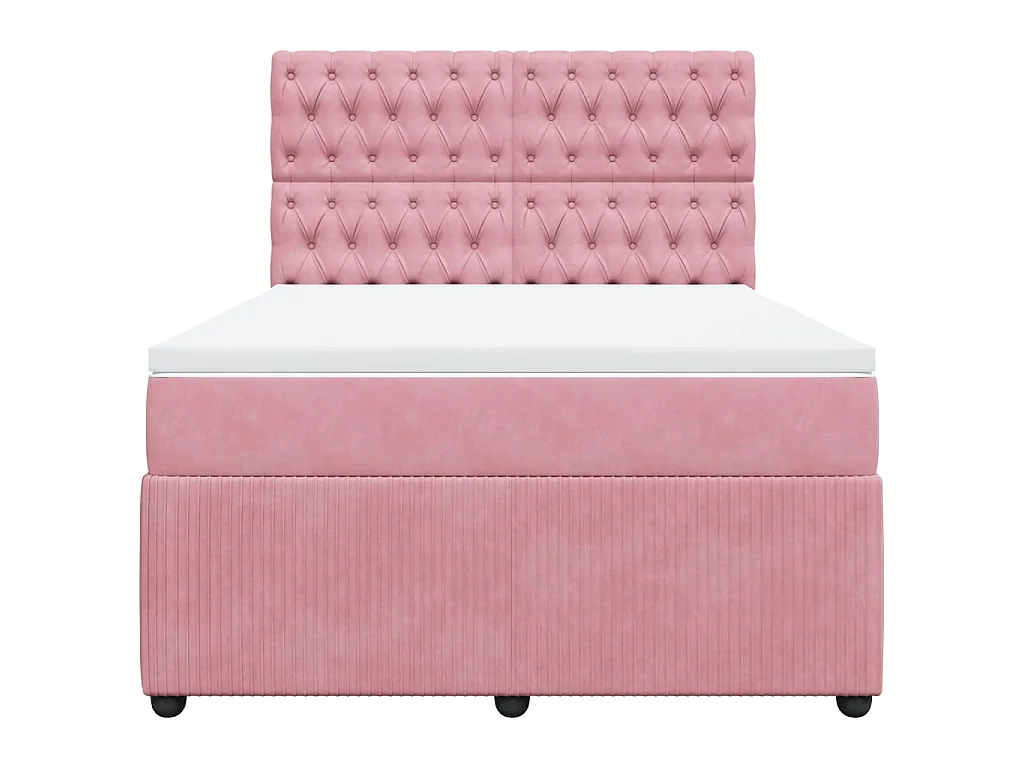 Boxspringbett mit Matratze Rosa 160x200 cm Samt