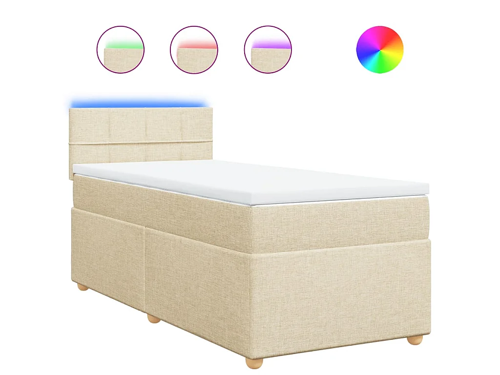 Boxspringbett mit Matratze Creme 90x190 cm Stoff